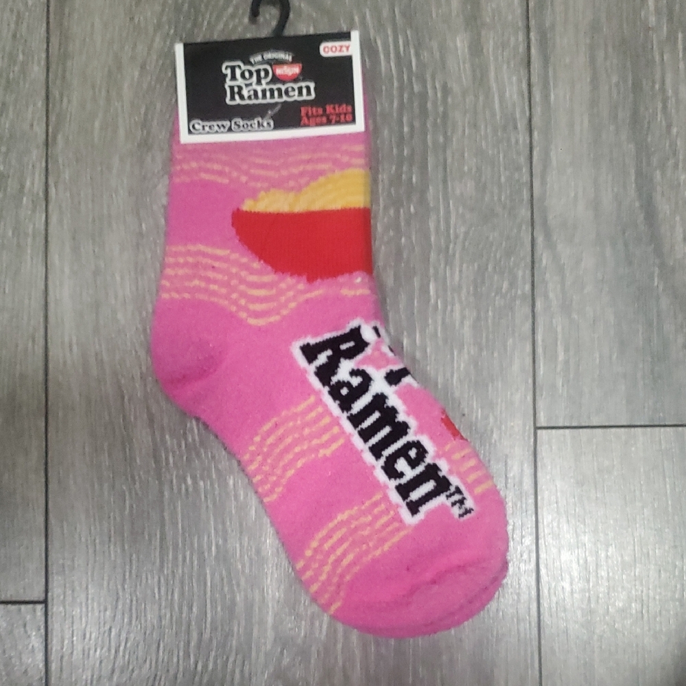 Nissin Top Ramen Pink Novelty Cozy Fuzzy Casual Crew Socks
